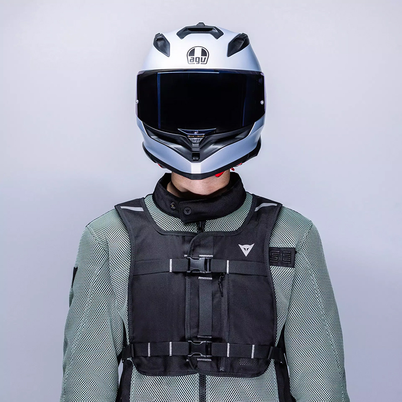 Dainese Smart GO airbag vest being work over motorcycle jacket